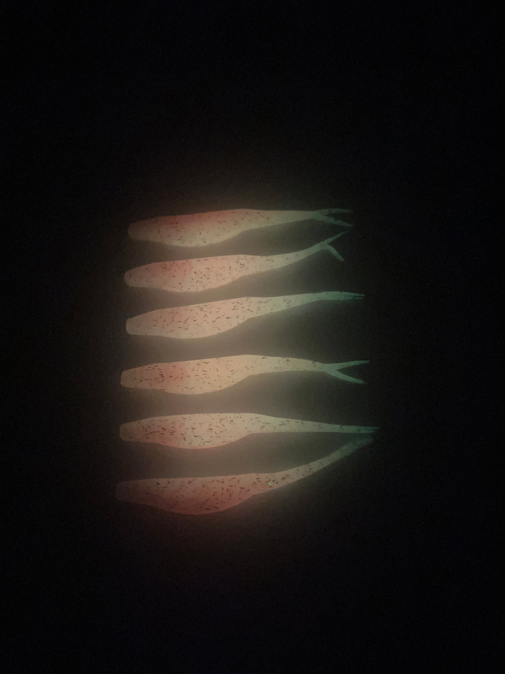 Pink Starburst with Red Flakes Glow 3 inch Fluke