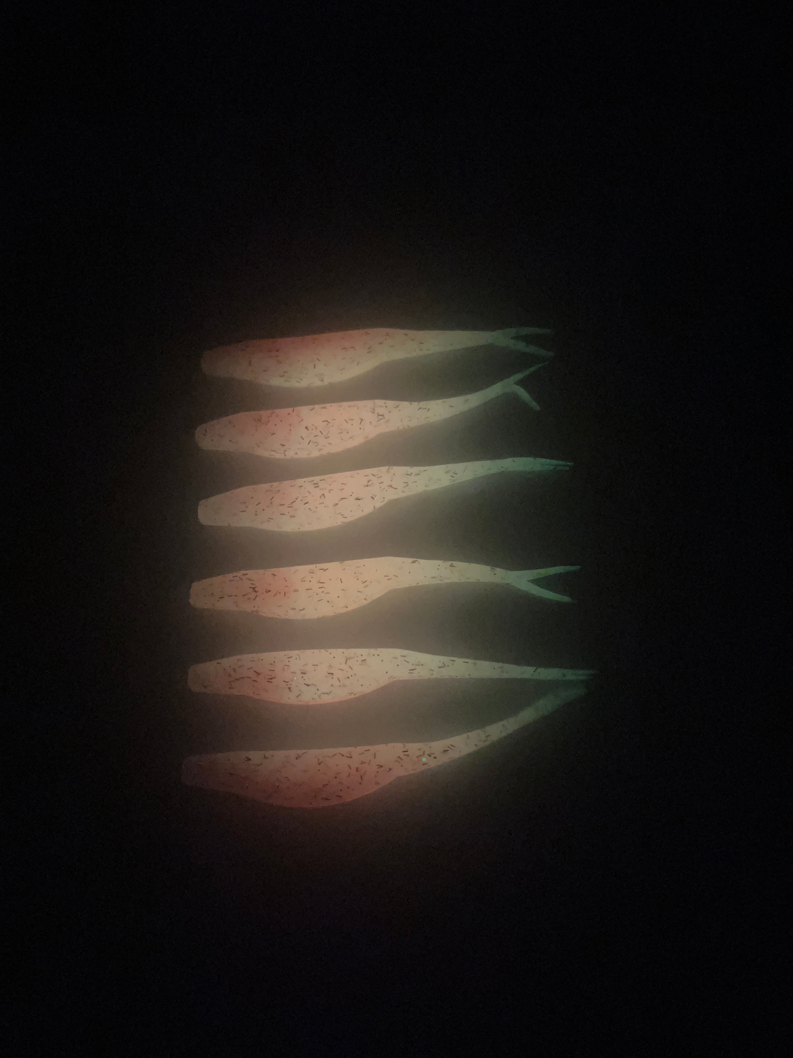 Pink Starburst with Red Flakes Glow 3 inch Fluke