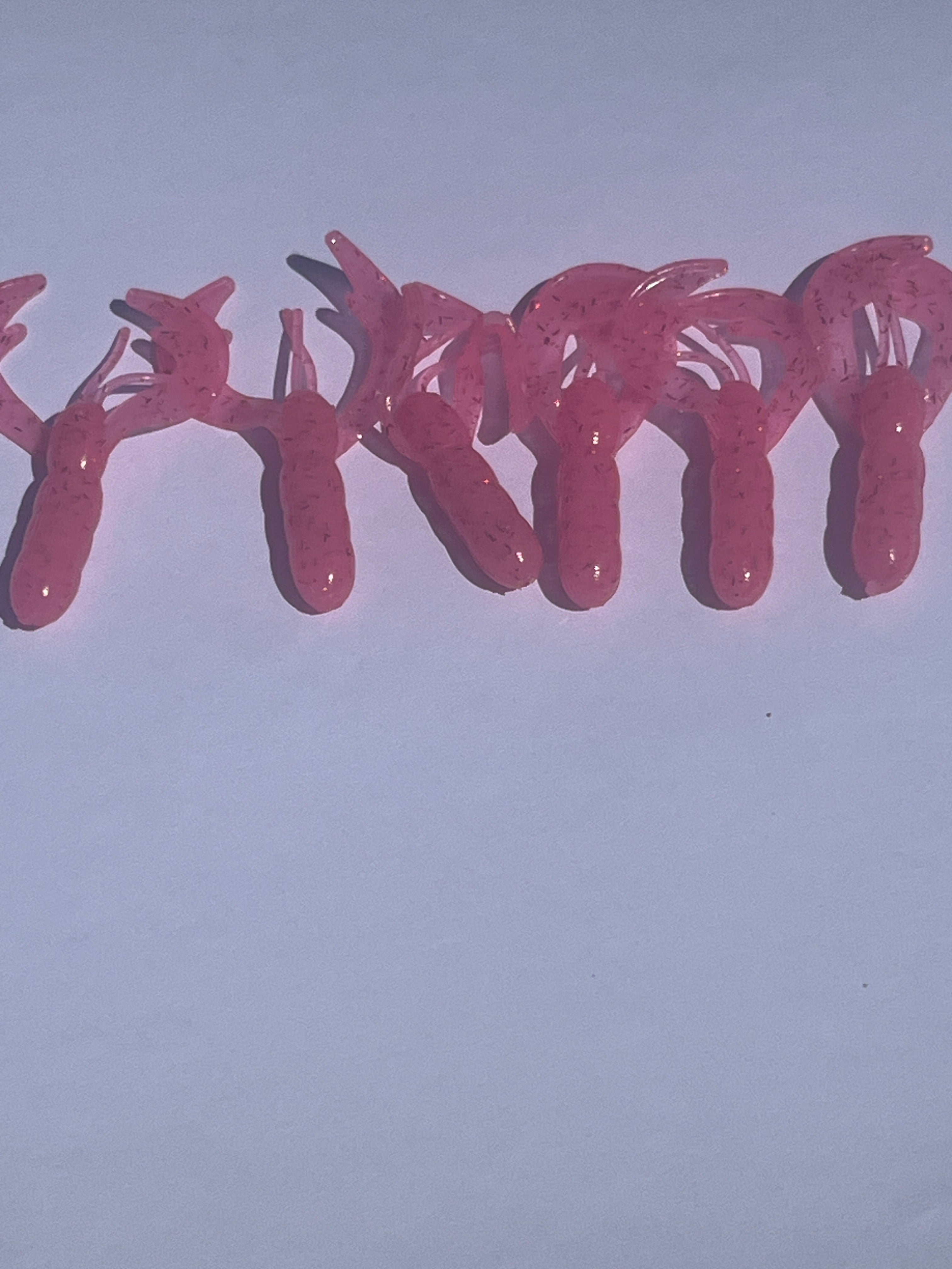 Pink Starburst with Red Flakes Glow Crawdads