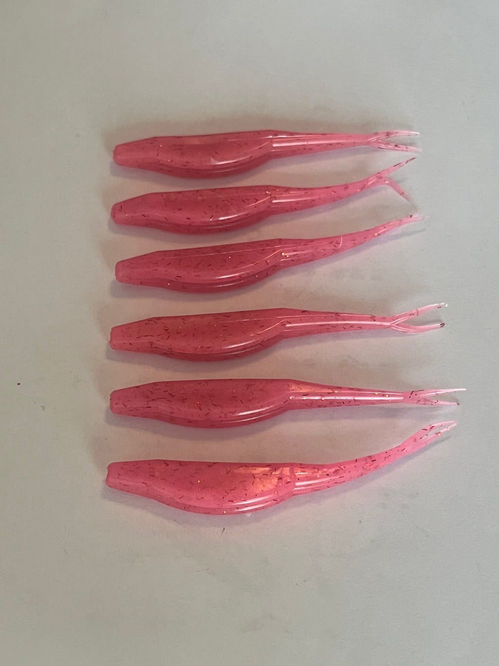 Pink Starburst with Red Flakes Glow 3 inch Fluke
